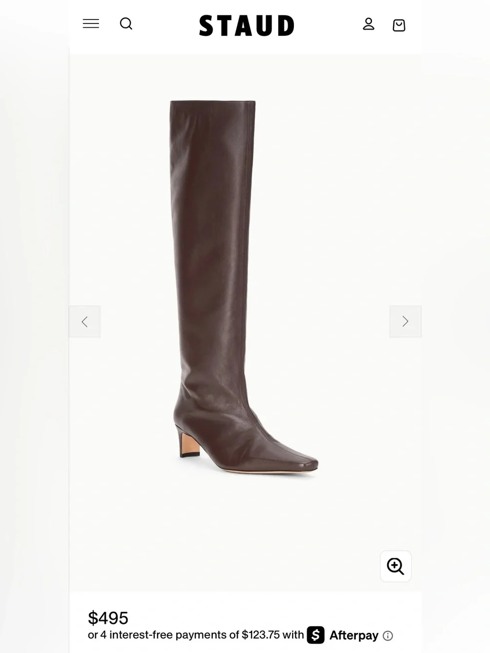 STAUD Dark Brown Pointed-Toe Knee-High Leather Boots